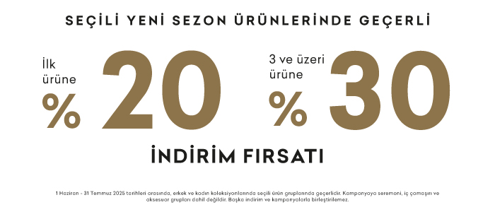  Seçili Yeni Sezon Kadın Ürünlerinde İlk Ürüne %20, 3 ve Üzerine Ürüne %30 