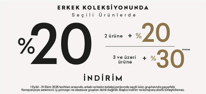  Seçili  Erkek Ürünlerinde  %20, 2 Ürüne +%20, 3 ve Üzeri Ürüne +%30 İndirim 