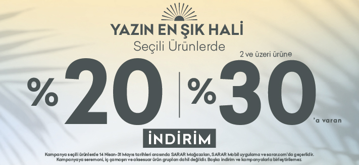 Seçili ürünlerde %20, 2 ve Üzeri Alımlarda %30 İndirim