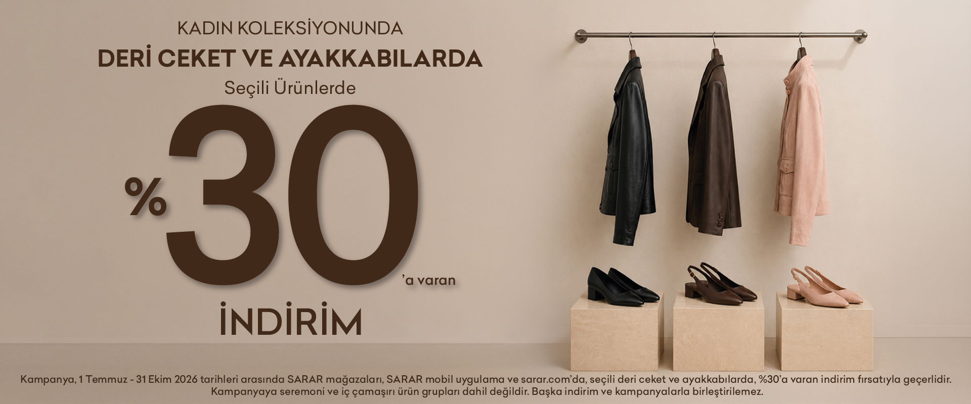 Seçili kadın ceket ve ayakkabı modellerinde %30 indirim fırsatını kaçırmayın!