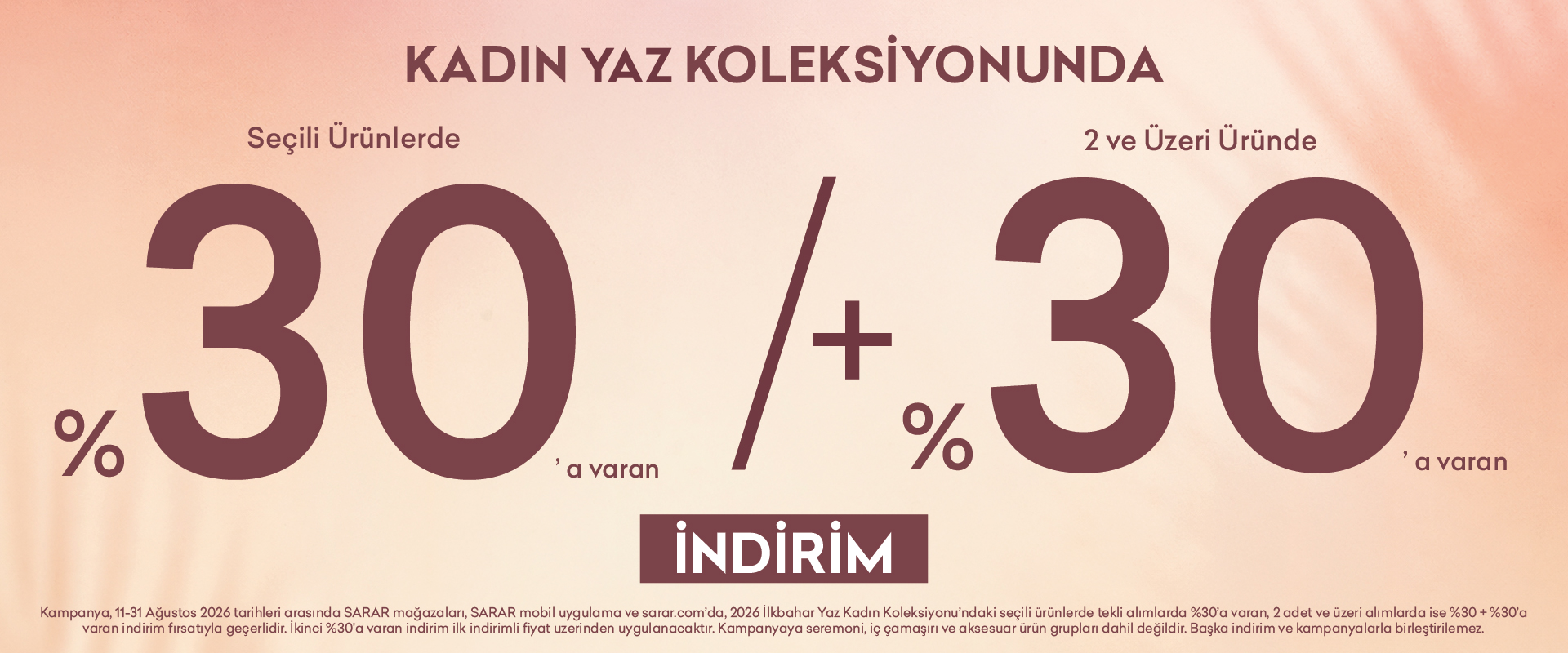 Seçili Ürünlerde %30, İkili Alımda Ek %30 İndirim