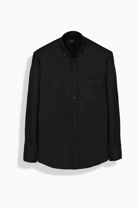 Eleta Cepli Keten Siyah Gömlek - SARAR