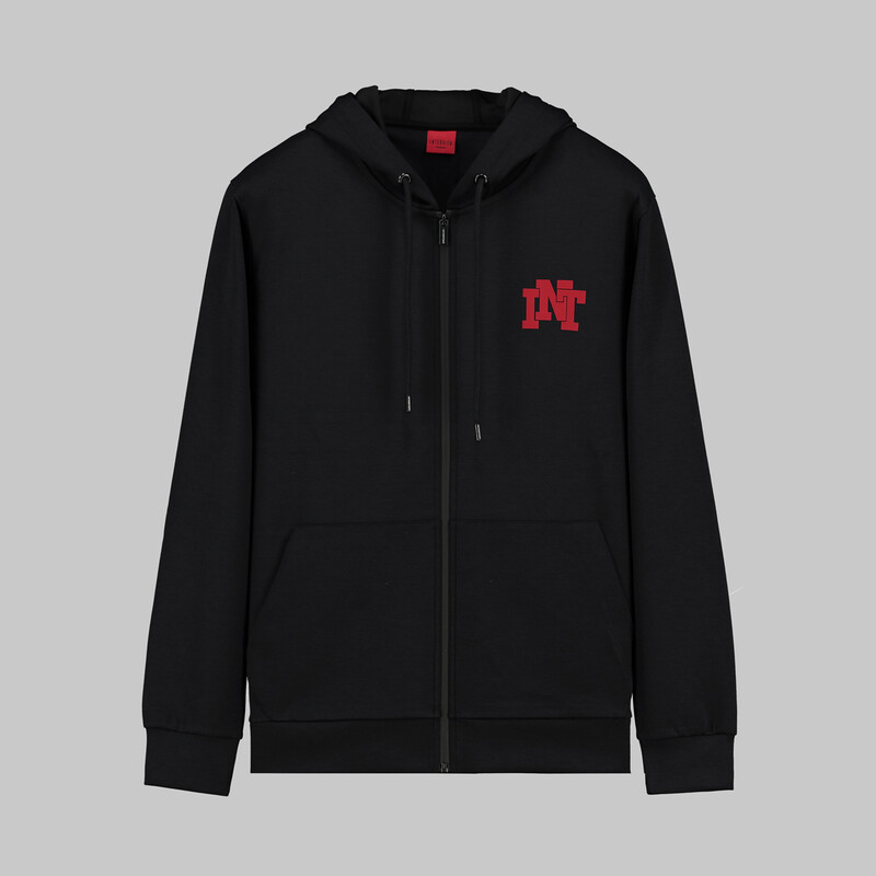 Kapüşonlu Fermuarlı Siyah Sweatshirt 