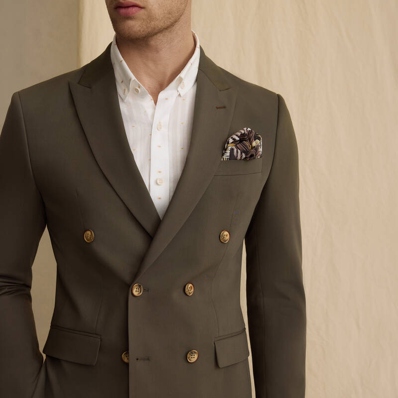 Golden Ekstra Slim Kruvaze Koyu Yeşil Ceket - 1