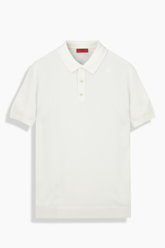 Polo Yaka Kısa Kol Ekru Triko Tişört - INTERVIEW