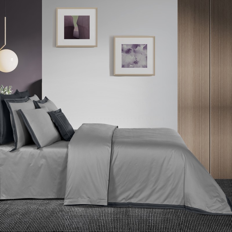 Layana Pamuk Saten Nevresim Takımı Çift Kişilik Gri - SAREV