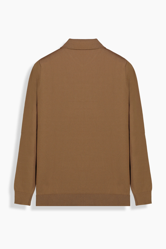 Polo Yaka Fermuarlı Mocha Triko - INTERVIEW