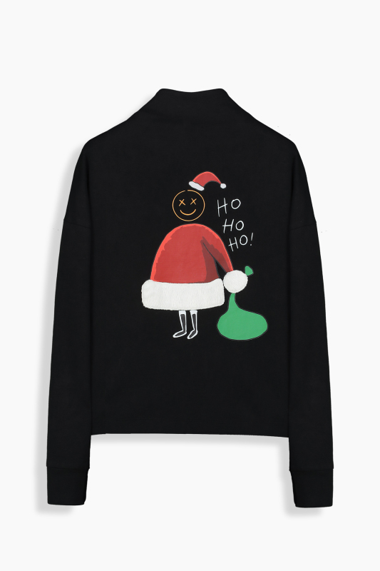 Rayla Santa Regular Fit Siyah Kadın Fermuarlı Sweatshirt - SARAR