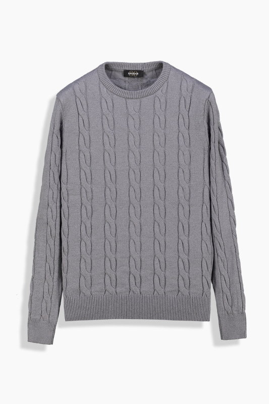 Seraphine Bisiklet Yaka Gri Triko - SARAR WOMAN