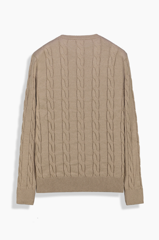 Seraphine Bisiklet Yaka Bej Triko - SARAR WOMAN